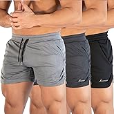 Surenow 3 Pack Mens Running Gym Shorts Quick Dry Workout Lightweight Shorts 3 Inch Breathable Athletic Shorts with Pockets