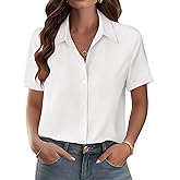 Zeagoo Womens Button Down Blouse Rolled Cuffed Short Sleeve Shirts Casual Work Blouse Summer Hawaiian Outfits