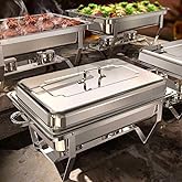 Chafing Dishes for Buffet 4 Pack, 9QT [Mirror-Like Polished Finish] Food Warmers for Parties Buffet [No Fingers Cut] Roll Edge Designed Chafing Dish Buffet Set for Any Party with Complete Set