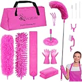Microfiber Dusters for Cleaning, Feather Dusters with Extension Pole, Bendable & Washable Dusters for High Ceiling Fan, Blind