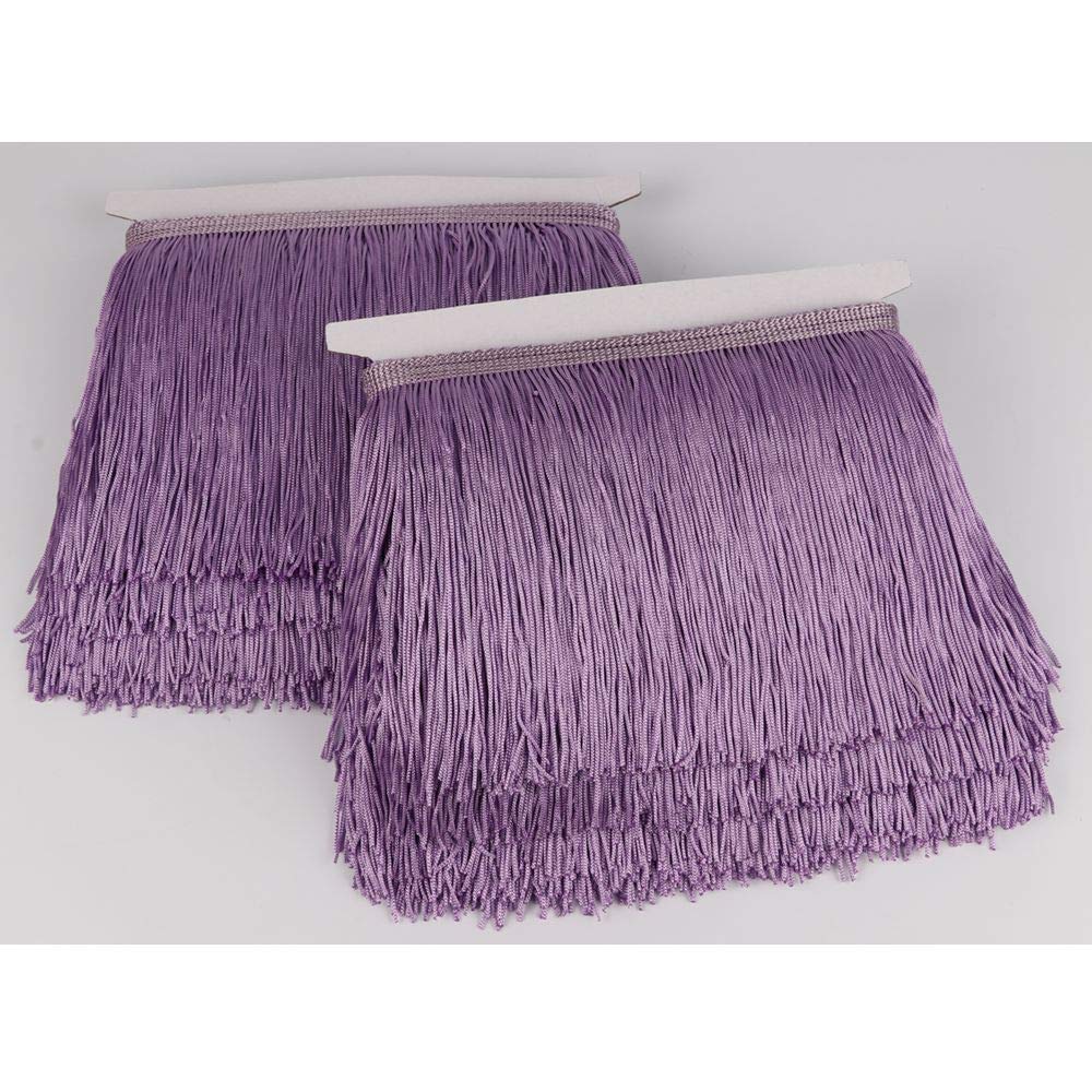 Fringe Trim Lace Polyerter Fibre Tassel 6 inch（″） Wide 10 Yards Long for Clothes Accessories and Latin Wedding Dress and DIY Lamp Shade Decoration Black White Red Gold Blue Pink Grey (Light Purple)