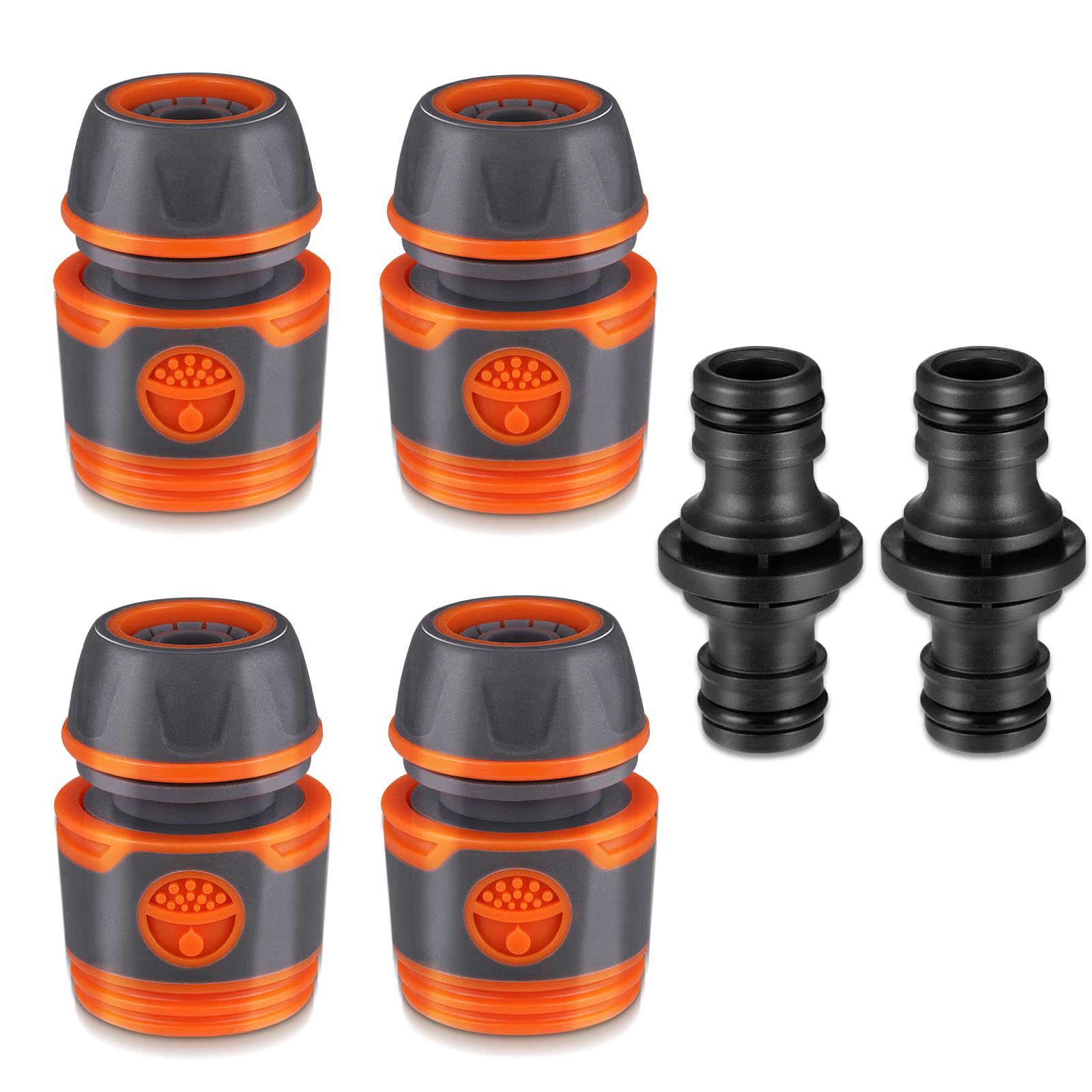Hejo Coupling Set, Hose Connector, Hose Coupling for Hose Extension 13 mm (1/2 Inch), ABS Material Extension Pipe Connector Kit for Family Garden (6 PCS)