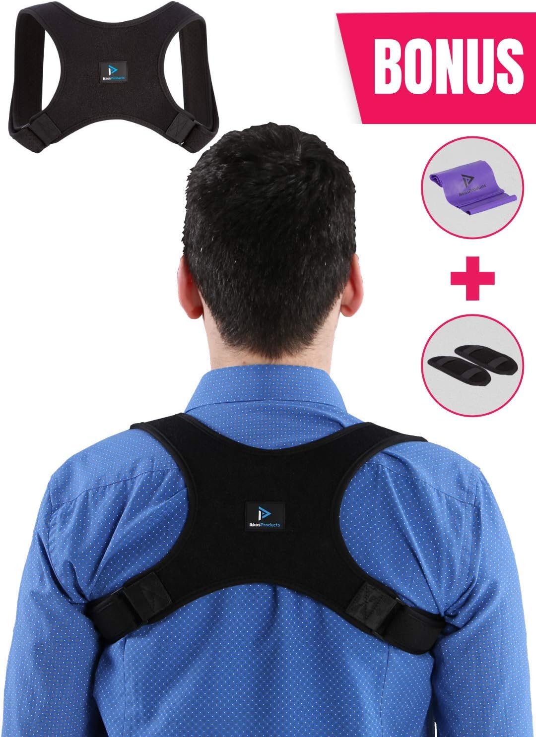 Upper Back Posture Corrector - Men and Women Brace Support for Shoulder, Neck Pain Relief - Back Straightener Posture Corrector - Upper Back Support - Posture Correction - Under Clothes - Black