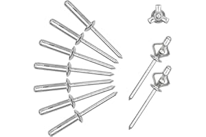 ALLCLEAN 3/16" x 3/4" Tri-Fold Rivets Assortment - 60Pcs,Silver Tri-fold Exploding Pop Rivets Solid Aluminum Tri Grip Rivets Bulb Style Rivets for Kayak Marine Boat