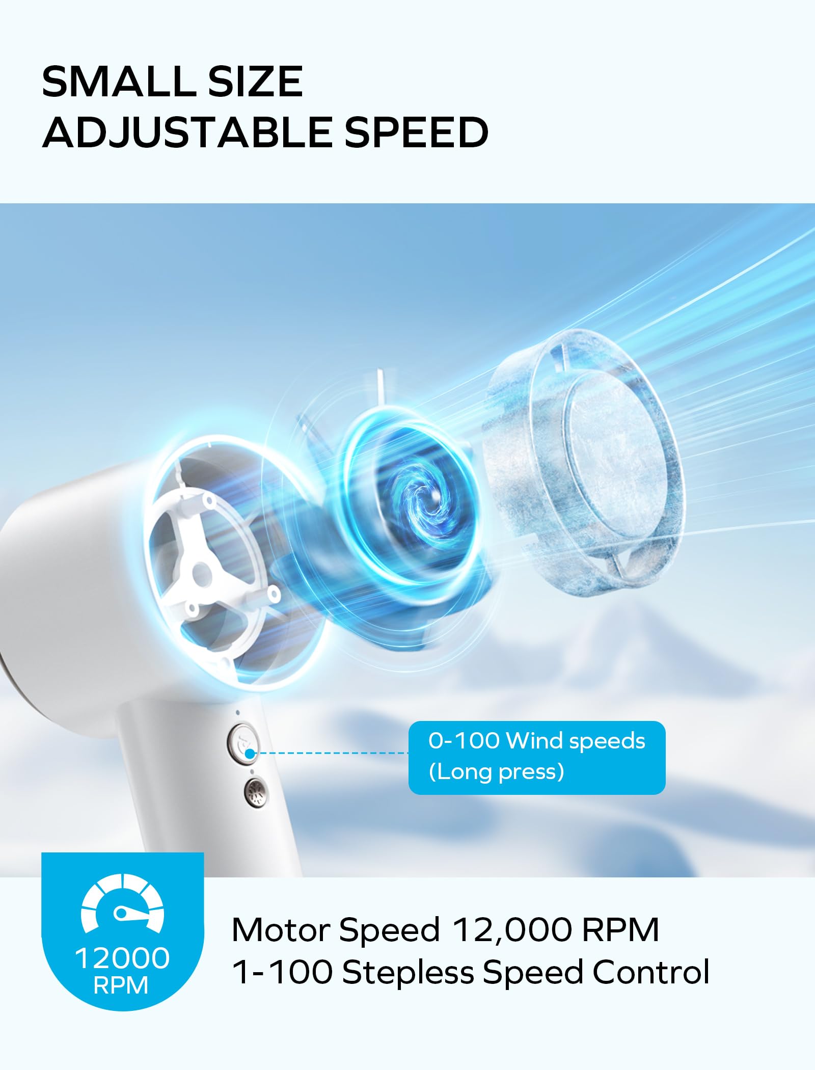 MOMAX Handheld Fan with Ice Cooling, Fast Cooling to 46°F, USB Rechargeable, Mini Fan with 12000RPM, Portable Fan for Summer/Outdoor, Gifts for Women and Child