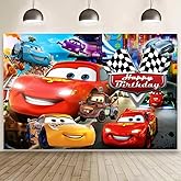 Wall Decor Backdrop for Cars Themed Birthday Decorations, Cars Themed Banner for Kids Birthday Party Supplies (5x3ft)
