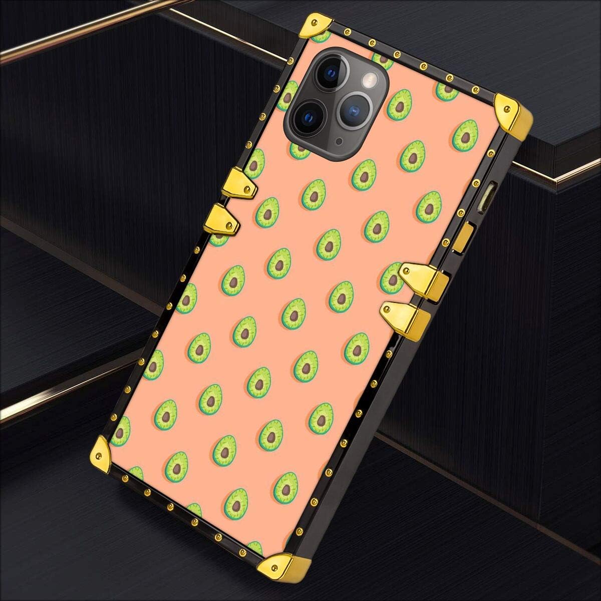 hfijgsj Square Case for iPhone 11 Pro Max 6.5 Inch 2019, Multiple Avocados Fashion Slim Soft Shockproof Design Metal Decorative Full Protective Phone Case
