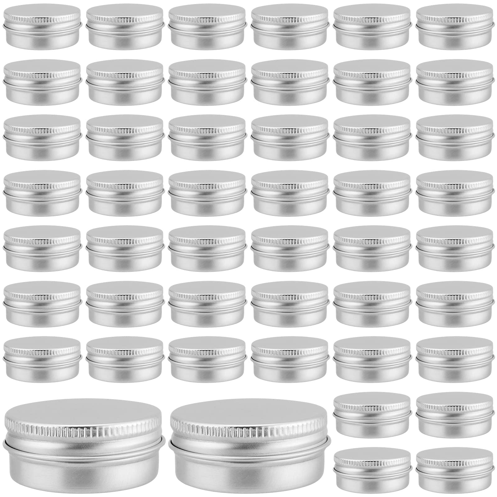 MUKLEI 48 PCS 15 ml Aluminium Tins with Lids, Round Metal Tin, Lip Balm Containers Aluminum Tin Jars for Lotion, Cream, Sample, Lip Balm