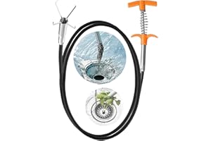 QWATUY Drain Snake, Drain Clog Remover - Gutter Cleaning Tools Drain Cleaner for Toilet Sewer Shower Kitchen Bathroom Tub Clogged Drains Opener Cleaning Tool, Flexible Grabber Claw Pick Up Reacher (63 inch)