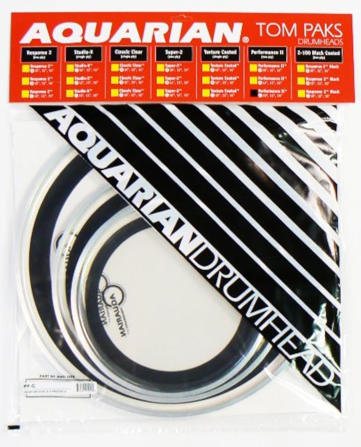 Aquarian PF-C Performance II Series Drumheads - Double Ply Full Range - 10,12,16 inch - Prepack