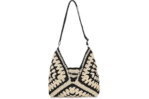 UIXIZQ Straw Hobo Beach Bag for Women Girls, Woven Tote Bag Summer Crochet Shoulder Bag,Vintage Foldable Handbag for Travel