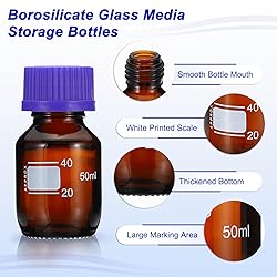 PATIKIL 4 Pack Reagent Media Storage Bottles, 50ml