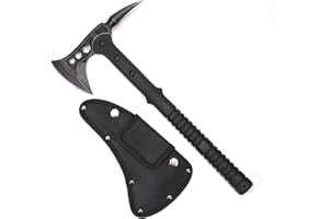 KHU Camping Axe Tactical Throwing Axe Tomahawk Survival Hatchet with Sheath - Nylon Fiber Handle for Outdoor Hunting Hiking Bushcraft Camping Gear Garden Tools (Black-02A)