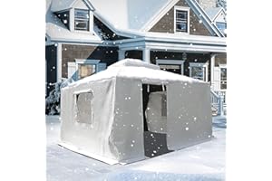 DOMI OUTDOOR LIVING Domi 10' x 14' Universal Winter Gazebo Cover, All Season Waterproof Enclosed Cover with Sidewalls & Ventilated Mesh Windows, All-Weather Outdoor Cover for Hardtop Gazebos, White