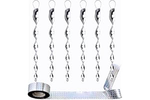 Awilzzoe Bird Deterrent Kit – 6 Reflective Scare Rods & 80m Reflective Tape – Visual Bird Repellent for Gardens, Lawns, Trees