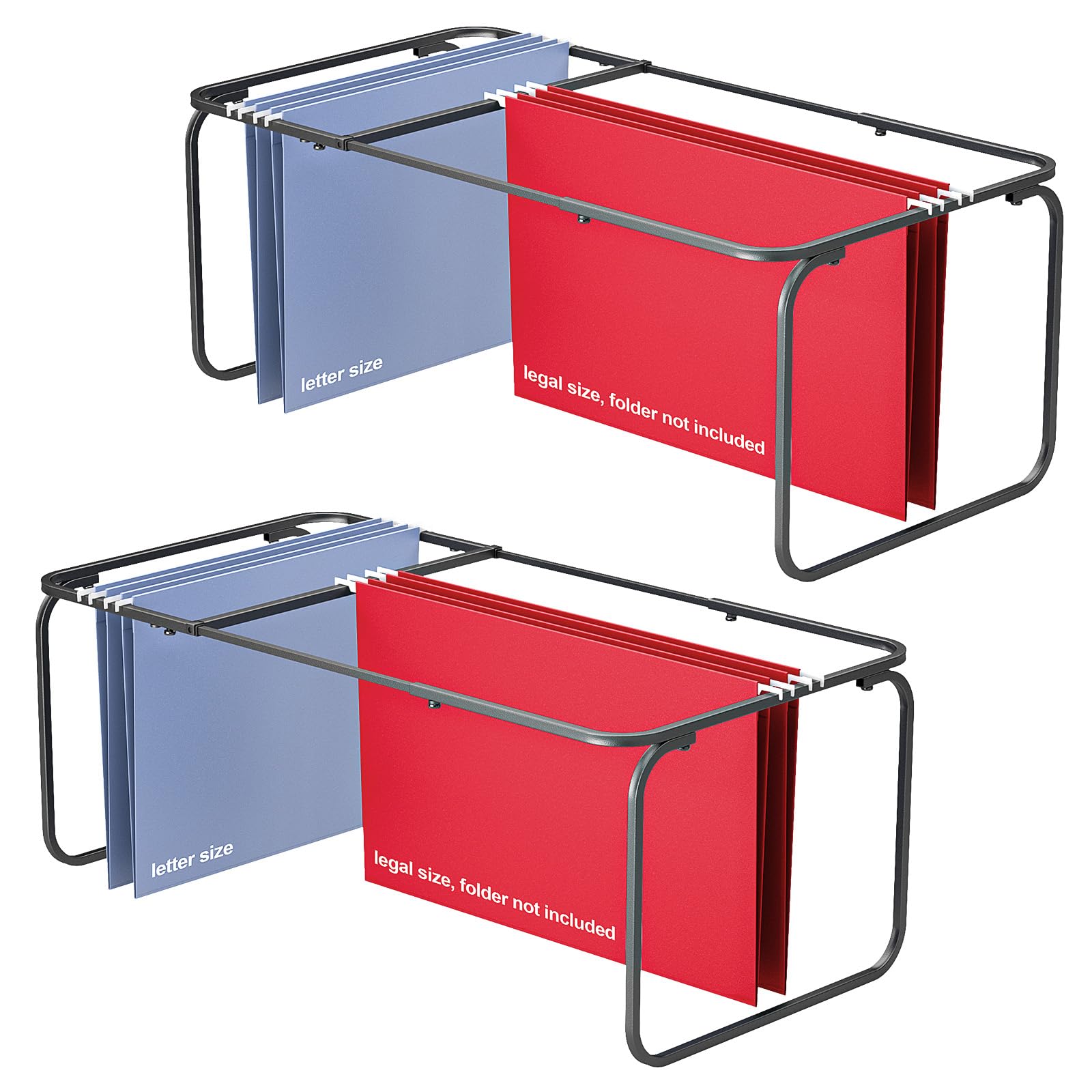 Photo 1 of 2 Sets Upgraded Adjustable Hanging File Folder Frame,Legal/Letter Size,Length Adjusted 16 to 25 inches,Heavy Duty Steel File Drawer/Cabinet Organizer Insert, Hanging Folder Holder,12.598" W X 9.45" H