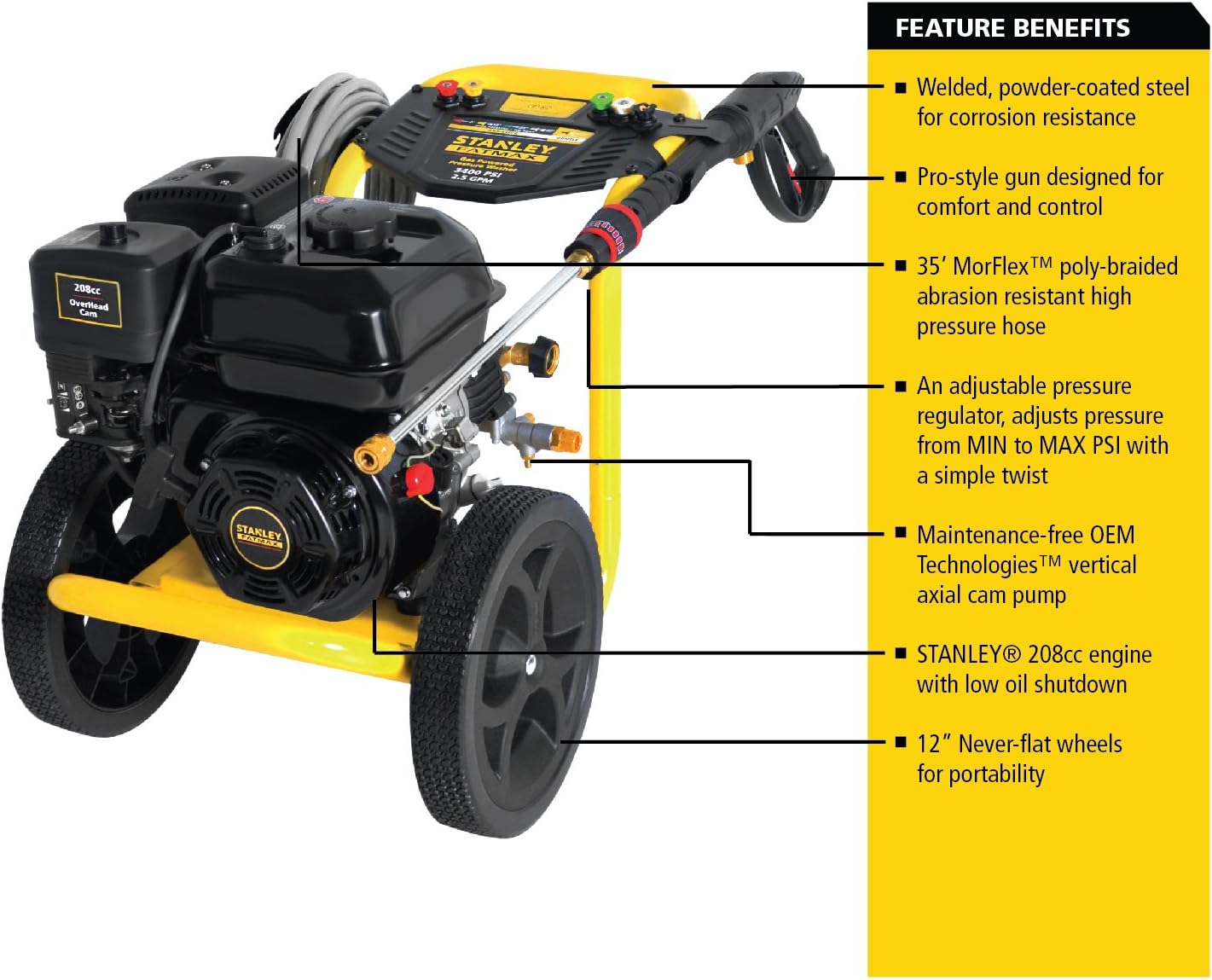 Amazon Com Stanley Fatmax Sxpw3425 3400 Psi 2 5 Gpm Gas Pressure Washer Powered 49 State Garden Outdoor