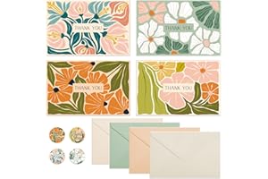 Thboxes Thank You Cards with Envelopes, 36 Pack Thank You Cards Bulk with Envelopes & Stickers 4x6 Inch Greeting Card for Birthday, Wedding, Baby Shower, Graduation, Bridal Shower, Business