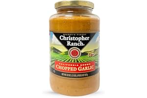 Christopher Ranch Chopped Garlic in Olive Oil | California-Grown Fresh Garlic | Ready-to-Use, Premium Quality, Gluten-Free | Vegan-Friendly | Pantry Essential | 32 Oz / 907g Jar (Pack of 1)