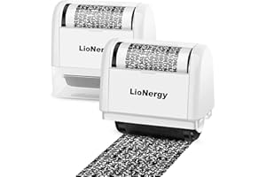 Identity Protection Roller Stamp LioNergy 1.5 Inch Wide Roller Identity Theft Prevention Security Stamp - White, 2 Packs