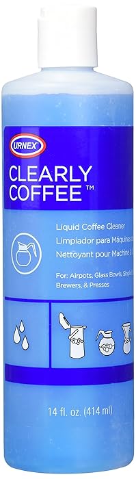 Urnex Clearly Coffee Pot Cleaner 14 Ounce (Made in the USA) French Press Liquid Cleaner for Glass Bowls Airpots Satellite Brewers and Thermal Servers Removes Coffee Oils