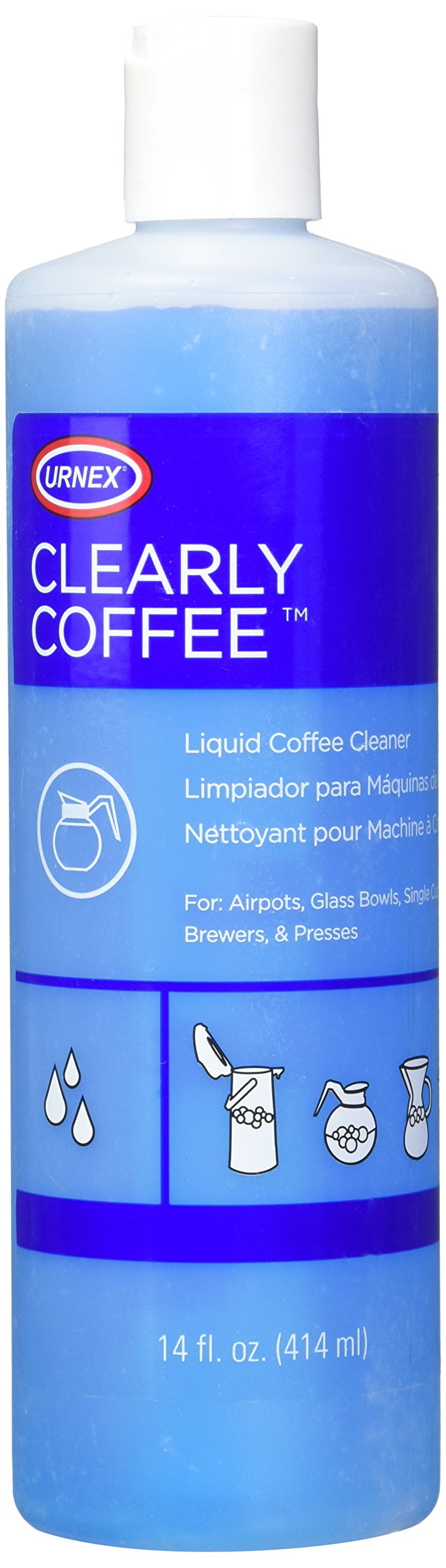 Urnex Clearly Coffee Pot Cleaner 14 Ounce (Made in the USA) French