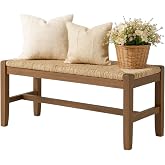 Alaterre Newport Solid Wood Entryway Bench with Rush Seat, Natural | 40&rdquo; Shoe Bench, Modern Farmhouse Indoor Table Bench with Natural Seagrass Rush Seat, for Mudroom, Dining Room, or Kitchen