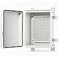 QILIPSU Waterproof Junction Box IP67 Outdoor Plastic Electrical Project Enclosure Weatherproof with Mounting Plate, Wall Brackets, Hinged Grey Cover 8.6"x6.7"x4.3"