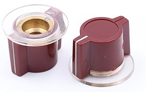 GD-PARTS 1/4" 6.4mm Plastic Knobs for Vintage Marconi Neve Style Audio Instrument Guitar Effect Pedal Cabinet Double Set Screws Brass Insert 10PCS (Dark Red)