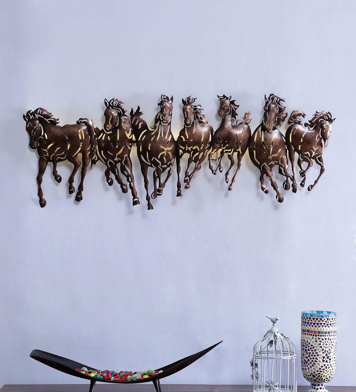 Buy Collectible India Metal Wall Decor Art 7 Running Horse 3d Led