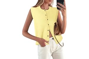 COCCKO Womens Sweater Vest Summer Crewneck Button Down Tank Tops 2025 Trendy Sleeveless Knit Cardigan Crop Tops