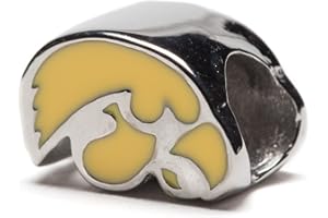 Stone Armory Iowa Hawkeye Charms for Charm Bracelets - Yellow Hawkeye Bead for Bracelets - Hypoallergenic Stainless Steel Charms - Iowa Hawkeye Jewelry