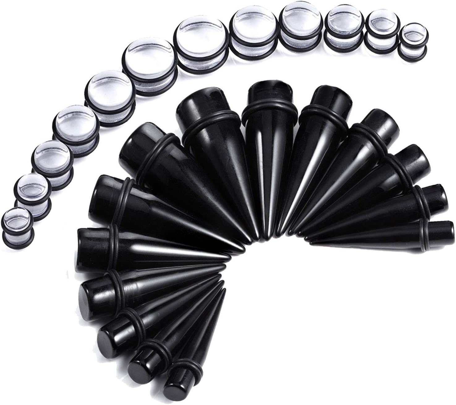 BodyJ4You 24PC Big Gauges Kit Ear Stretching 00G-20mm Multicolor Acrylic Tapers Plugs Piercing Set