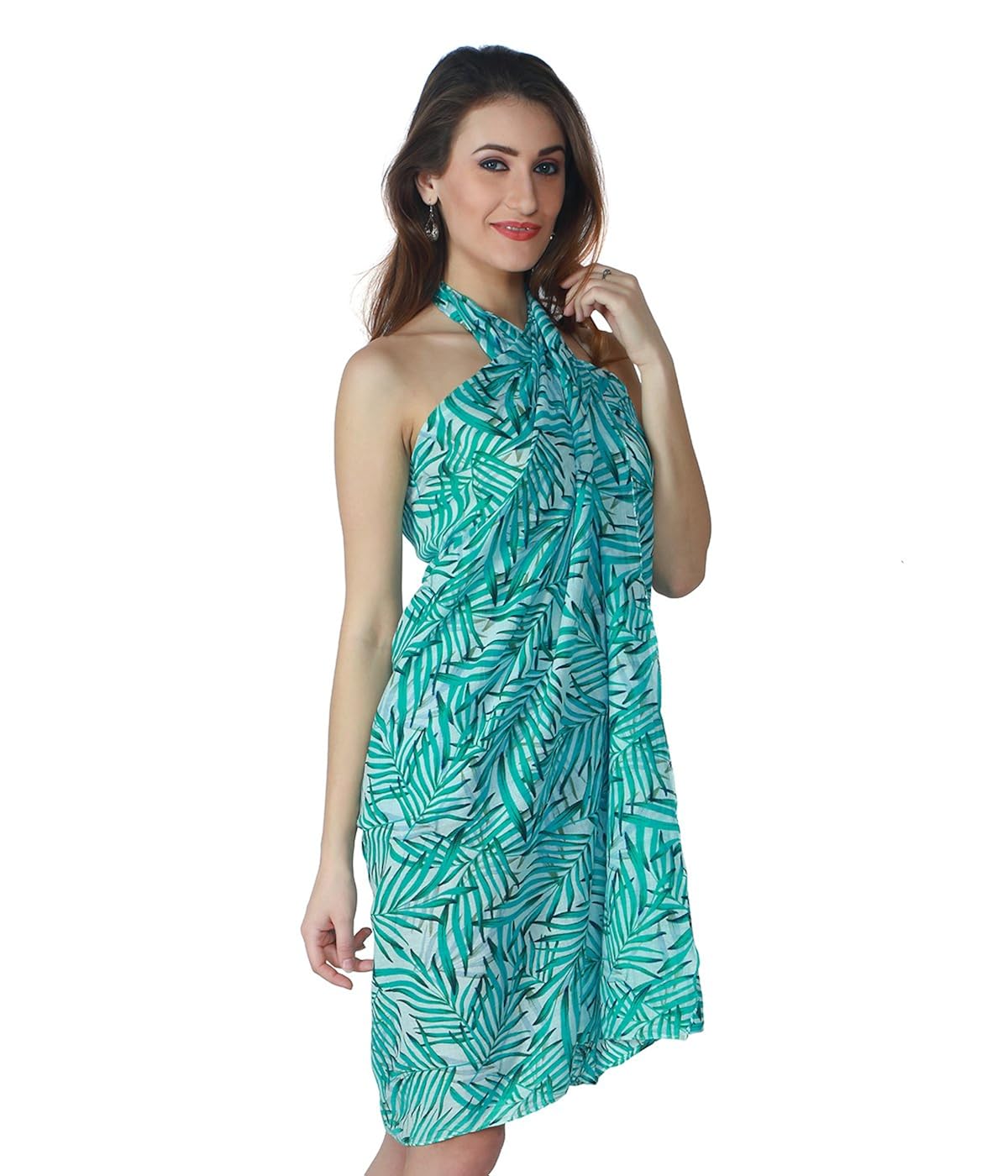 emazing deals women's beautiful beach wear wrapping swimsuit, free size(emzpareoprintgreen)