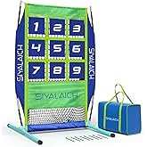 SIYALAICH Baseball Softball and Football Pitching Target Net, Portable Practice Training System with Numbered Strike Zone, Carrying Bag,Easy and Quick Assembly and Disassembl