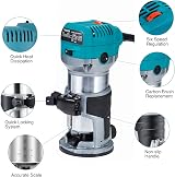 Anesty Palm Router Trimmer with 15pc 6.35mm Bit Set Woodworking Kit view 2