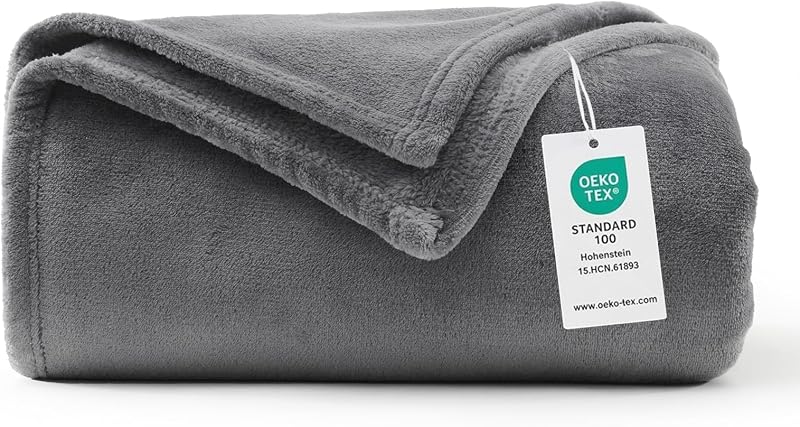 Manta Franela para Cama 90, Manta para Sofá 150x200 cm, Manta de Microfibra, Suave, Cálida, Transpirable (Gris) — foto 1 de 8