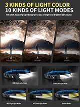 Smiling Shark LED Headlamp 230° Wide Angle 2 Pack Rechargeable White Light view 3