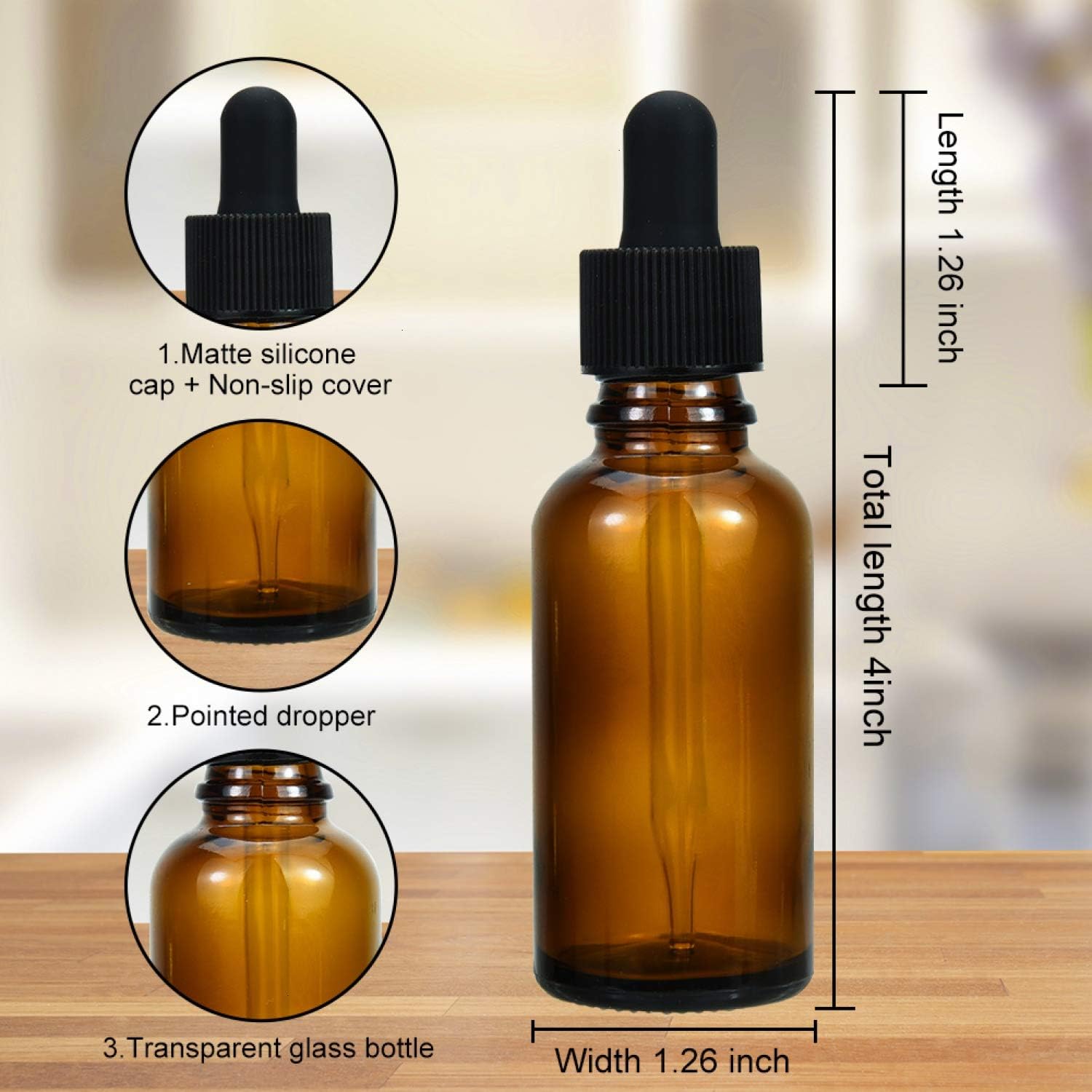 YoleShy 1oz Glass Dropper Bottle,99 Pack Amber Glass Bottles with Glass Droppers and Black Cap for Essential Oils, Lab Chemicals, Perfumes: Health & Personal Care