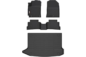 Binmotor-Floor Mats with Cargo Liner for Hyundai kona 2018-2023 & Kona N 2022 2023 (No Electric Model) SE, SEL, N Line, N, Limited Automotive Floor Liners Full Set-Black