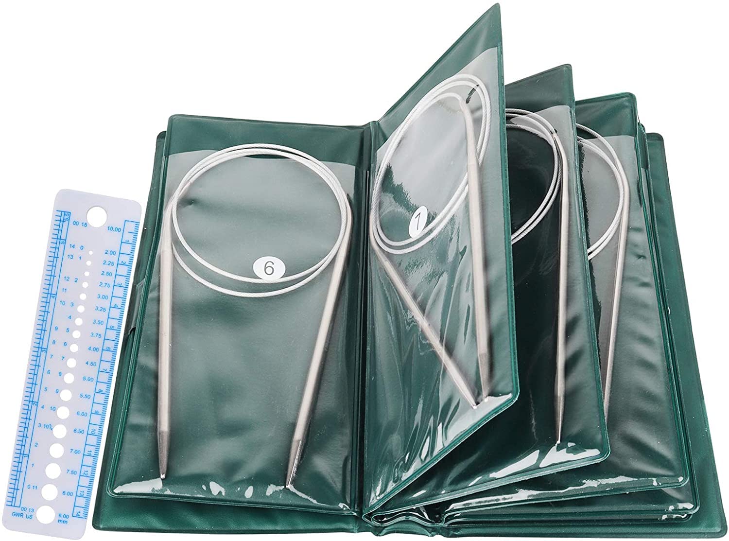 Coopay 120cm Circular Knitting Neeldes Set Long, 11 Pcs Metal Round Needles Extra Long, Knit Needle Set with Case, Flexible Circular Knitting Pins for Blanket, Magic Loop Needles