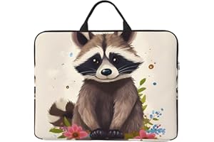 360° Protective Laptop Sleeve 14 Inch Raccoon Laptop Case with Handle Shockproof Computer Bag Waterproof Briefcase Handbags P