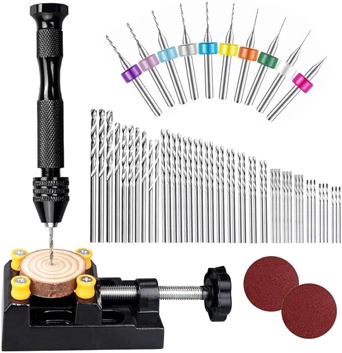 62 Pieces Pin Vises Hand Drill Bits, Micro mini Twist Drill