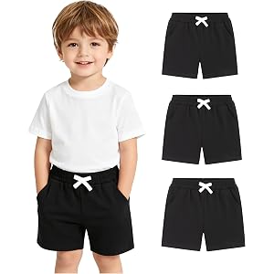 KIKINOTE 3 Pack Baby Boy Shorts Pull on Soft Cotton Pants Sport Jogger Stretchy Shorts with Pockets Toddler Clothes 2-5T