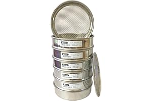 KimLab ISO 3310 STD 8 Pcs Test Sieves with Lid&Pan,SS Frame and Wire,#5,#10,#35,#60,#120,#230 Mesh Size,20cm Diameter