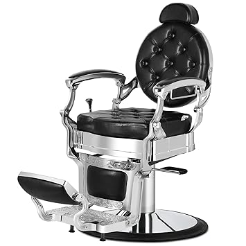 Amazon Com Artist Hand Retro Barber Chair Heavy Duty Barber Chairs Vintage Salon Chair Hydraulic Recline Beauty Spa Styling Equipment Rounded Cushioning With Ppuckered Button Black Kitchen Dining