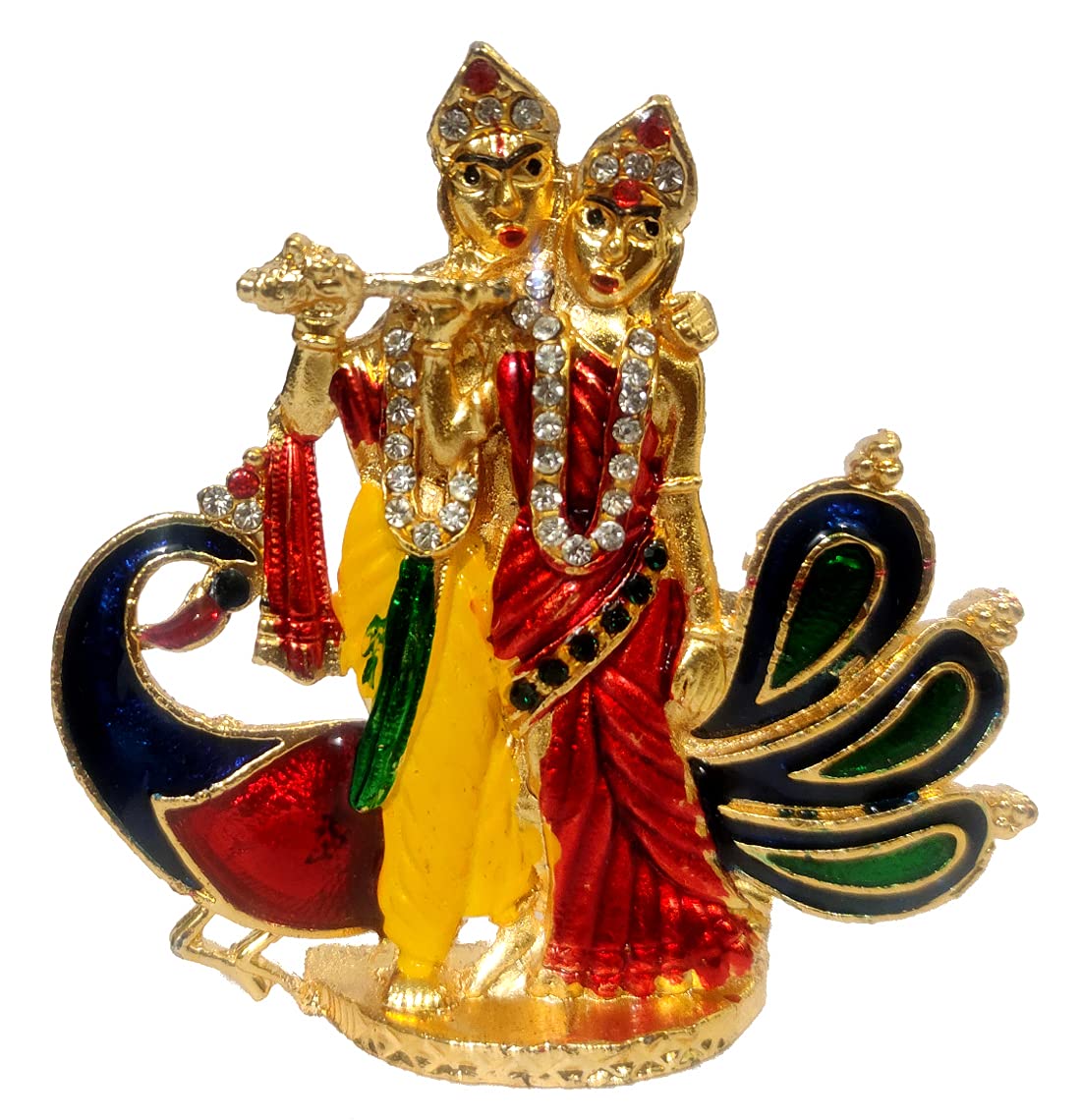 Purpledip Metal Idol Radha Krishna Peacock: Divine Dance Raas Leela (12135A)