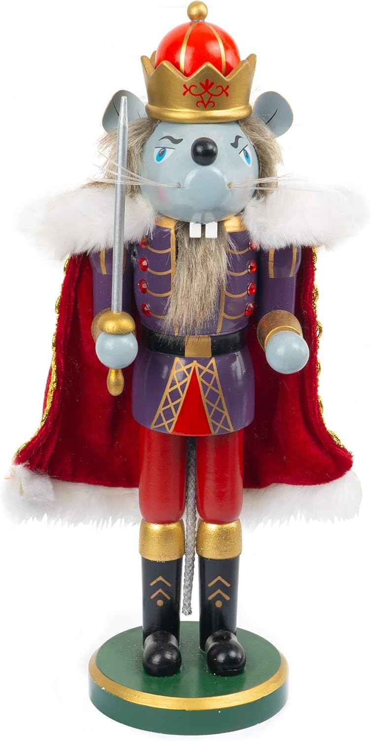 Nutcrackers - FUNPENY Christmas Decorative Nutcracker, Handmade Wooden Traditional Festive Collectible Nutcracker, Christmas Table Decorations Holiday Present (14 inch Mouse King)
