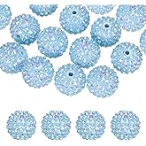 PATIKIL 20mm Resin Rhinestone Beads for Beadable Pen, 10 Pack Ball Disco Sparkly Chunk Round Bubblegum Beads for Beadable Keychain Jewelry Making DIY Craft, Blue AB