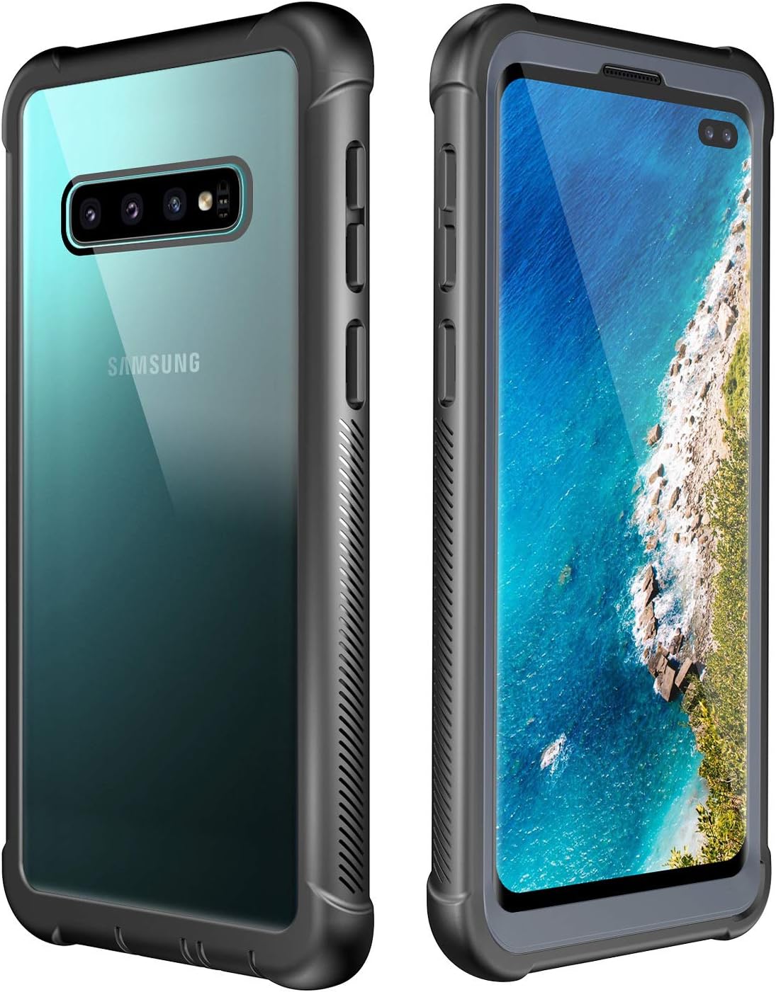 Eonfine Samsung Galaxy S10 Plus Case,Samsung S10 Plus case,Protective Scratch Resistant Phone Bumper Case for Samsung Galaxy S10 Plus 6.4 Inch (Black/Clear)